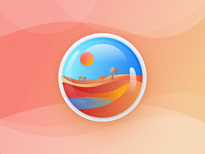 Desert Crystal Ball art button camel color crystal ball design exploration gradient illustration logo marble minimal sketch stickers summer symbol travel vector wanderlust