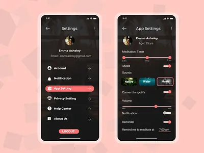 Settings | Daily UI 007 daily 100 challenge daily ui dailyui dailyui007 dark design dribbble ui ui ux uidesign uiux uiuxdesign ux