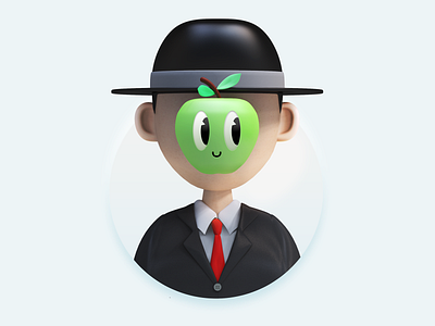 Painting and apple 3d 3d art apple c4d cartoons design illustration jay painting renemagritte 人类之子 最伟大的作品