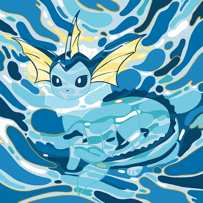 Conceptual: Eevee Evolution Series (Vaporeon) digitalpainting illustration illustration art illustrator pokemon vaporeon