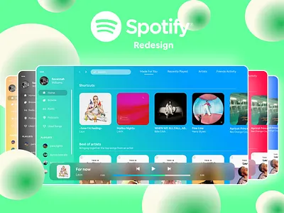 Spotify Redesign art branding design icon logo minimal music music player spotify ui ux web