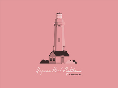 Yaquina Head Lighthouse coast coastal design flat design flat illustration illustration lighthouse northwest oregon oregon coast pink pnw yaquina