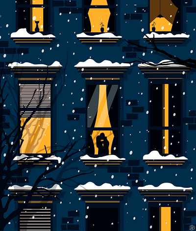 Winter warmth design flat illustration illustrator logo minimal snow vector window winter