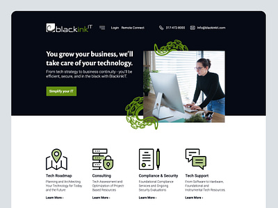 BlackInk IT Home Page figma smallbusiness technology web design webdesign webflow website