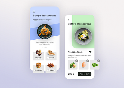 Food Delivery App app avocado breakfast chicken delicious delivery delivery app desert design food food app ingredients mexican minimalist mobile app toast ui white