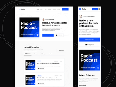 Home | Radio - Podcaster Webflow Templates apple music audio home homepage landing landing page landingpage music player podcast podcaster podcasts radio spotify streaming web web design webdesign website