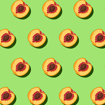 Peaches adobe fresco fruit green illustration pattern pattern art pattern design peaches vector illustration