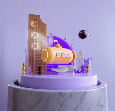 Yellow Submarine 3d cinema 4d octane render the beatles yellow submarine
