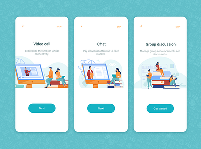 Virtual Classroom chat app chatapp design flatdesign group chat meet online study online teaching ui ux video call videocall virtual class