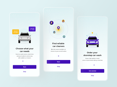 Portwash App Onboarding car wash mobile app mobile app design mobile design onboarding onboarding screens onboarding ui ui uidesing uiinspiration welcome screen