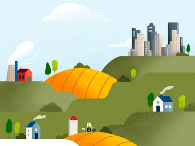 Air Quality Awareness Illustration air quality awareness environment hills and fields and cities public service spot illustration