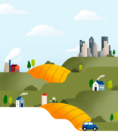 Air Quality Awareness Illustration air quality awareness environment hills and fields and cities public service spot illustration