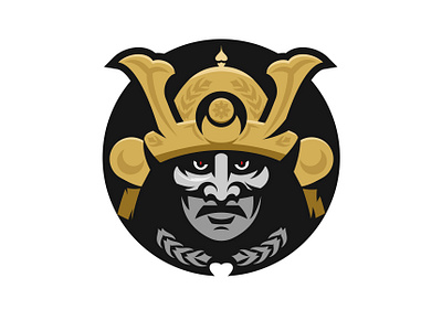 Samurai branding design face gold helmet hope inspiration logo look salvation silhouette vector warrior