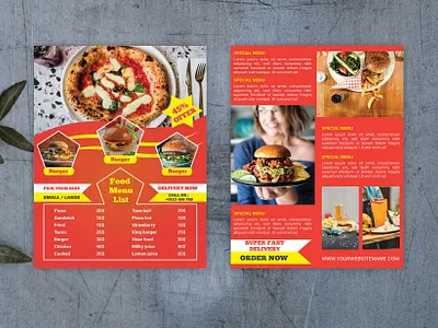 Restaurant Food Menu Design With Mock-Up Free Download branding business design food food and drink food app food delivery food menu food mockup free download graphics design menu menu bar menubar mockup restaurant restaurant logo restaurants ui vector