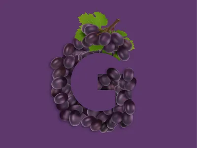 G for Grape grapes lettering typography vector art