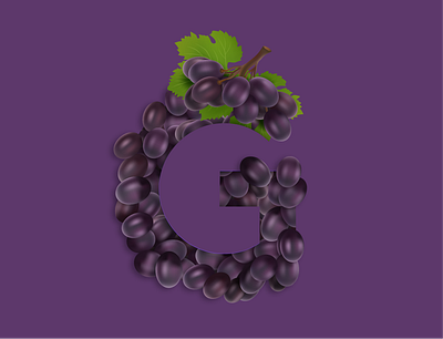 G for Grape grapes lettering typography vector art