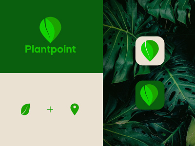plantpoint logo branding custom logo green icon identity location logo logo mark logodsign logos logotype mark plant point