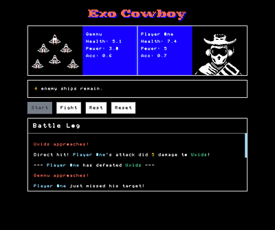 Browser Game - Exo Cowboy game web design