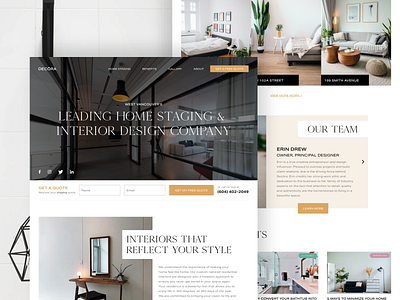 DECŌRA Interior Design & Home Staging Website adobexd branding clean desktop estate home staging interior design interior designer website landing landing page real estate real estate branding typography ui vancouver bc designer web design west vancouver