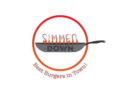 Simmer Down brand identity branding branding design circle fire food menu gradient illustration logo logo design menu menu design orange prostart red restaurant restaurant branding restaurant logo restaurants skillet
