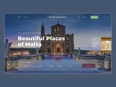 Hot Spot Travel Agency UI adventure challenge countries design desktop dribbble experience exploration explorationn malta photography travel travel agency ui user userinterface ux