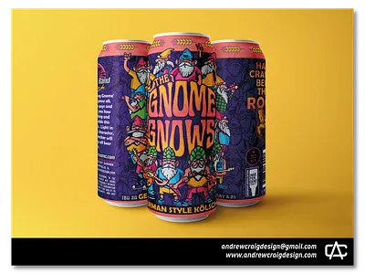 The Gnome Gnows Beer Label Illustration & Layout art beer can beer label branding design graphic design illustration label typography vector