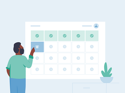 Schedule 2d calendar checklist illustration michael mcmahon notification office people schedule ui ux work workplace