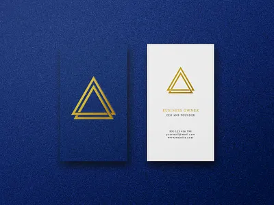 Logo mockup on vertical blue black white business card 3d black blue brand branding business card luxury silver vertical white