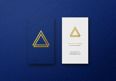 Logo mockup on vertical blue black white business card 3d black blue brand branding business card luxury silver vertical white