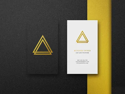 Luxury logo mockup on vertical black white business card 3d black blue brand branding business card golden luxury silver vertical white