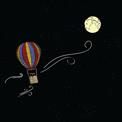 Hot Air Balloon Illustration design illustration night t shirt t shirt art t shirt design