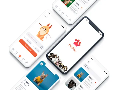 PetMe Concept App design. app branding case study casestudy design illustration mobile pets research ui ux uidesign uxdesign web