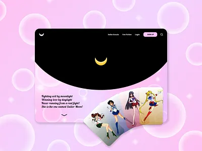 Daily UI 004 - Sailor Moon Site anime branding daily ui daily ui challenge dailyui design figma flat interface minimal sailor moon typography ui ui design ux ux design web web design website website design