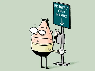 disinfect your hands alcohol cartoon corona covid 19 disinfectant office