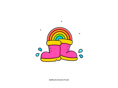 Rain boots ☔️ affinity designer boots character design cloudy color color palette colorful cute illustration flat illustration illustrator kawaii monsoon procreate rain rain boots rainbow rainy day sticker sticker design