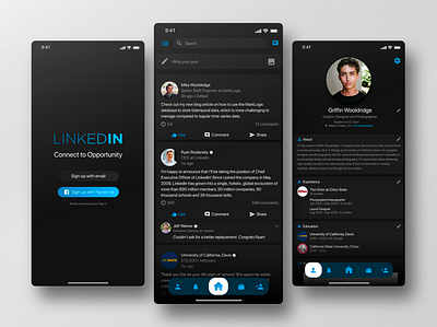 LinkedIn - iOS App UI Redesign apple design designer feed icon onboard profile ux