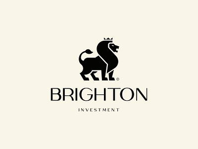 BRIGHTON INVESTMENT animal animal logo animals black branding classic classy crown crown logo design elegant invest investment investment logo lion lion logo logo logo design mark print