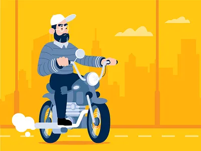 Ridin' illustration motorcycle vector yellow