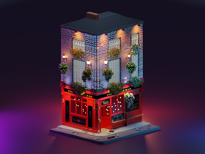 The Temple Bar 3d 3d art blender blender 3d blender3d blendercycles illustration ireland low poly lowpoly