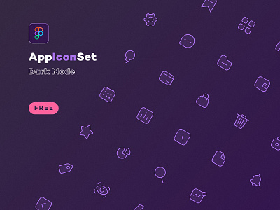 FREE App Icon Set. DarkMode. Figma dark mode figma free freebie icon icon set iconography illustration png simple sketch ui vector web