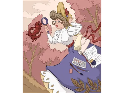 dragon hunting artist beast creature dragon drawing dress explore fantasy forest hunting illustration old fasion retro victorian