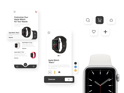 Apple Watch Constructor apple black blue colors concept design icons mobile app mobile app design style ui ux watch white yellow