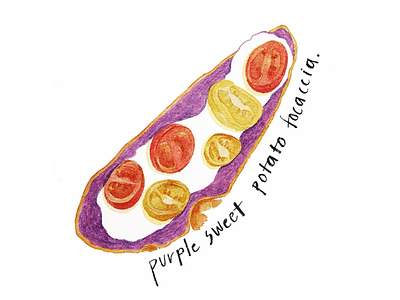 Pretty Purples // Focaccia bread food food and drink food illustration food menu hand drawn handwriting healthy illustration snack traditional art traditional food vegetarian watercolor