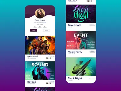 Online Concert Ticket Booking animation design mobile ui ux xd