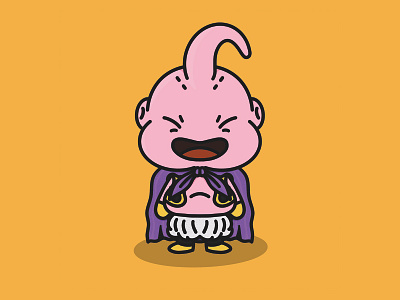 Majin boo kawaii black character cute design dragon ball dragon ball super dragon ball z illustration kawaii kawaii art procreate procreate art yellow