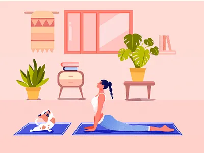 Home Workout cat character illustration characterdesign clean creative drawing featured fresh gym gymnastics illustration minimal muscle procreate quarantine summer women workout workout of the day yoga