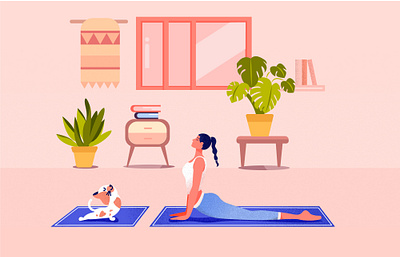 Home Workout cat character illustration characterdesign clean creative drawing featured fresh gym gymnastics illustration minimal muscle procreate quarantine summer women workout workout of the day yoga