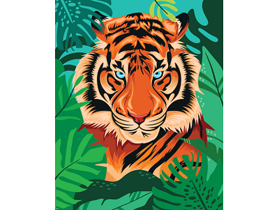 Tiger and Leaf 🐯🍀 animal background bengali carnovore cat danger drawing jungle leaf leaves nature predator summer tiger tropical leaves wild wildcat wildlife zoo