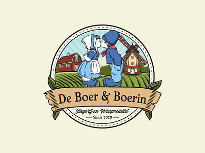 De boer & boerin vintage logo design illustration ilustractor logo tshirt vector vintage