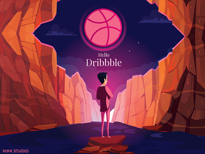 hello dribbble art branding design dribbble illustration logo nikkstudio pinterest thinking trending ui vector website